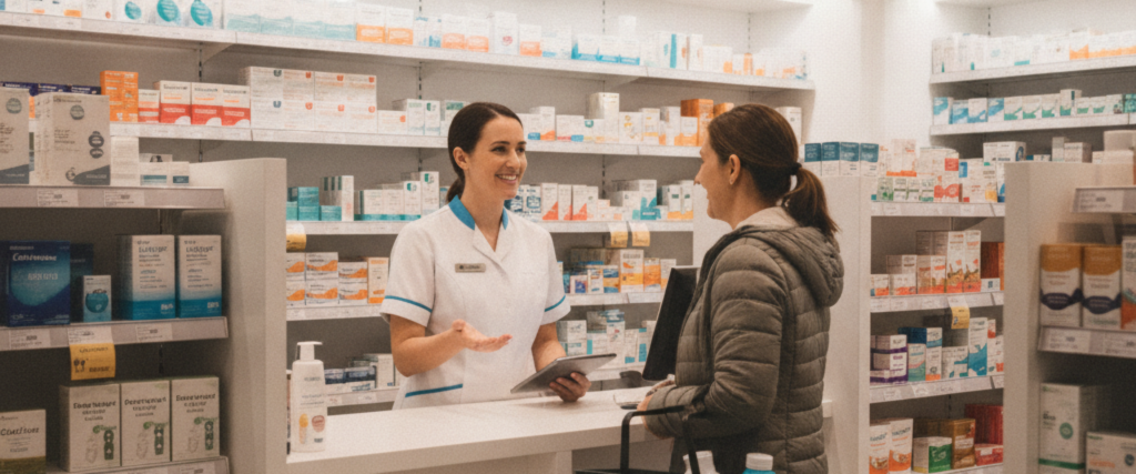 Brightly lit exterior of Liverpool Plaza Discount Chemist, a reliable option for finding a chemist open any hour in Liverpool